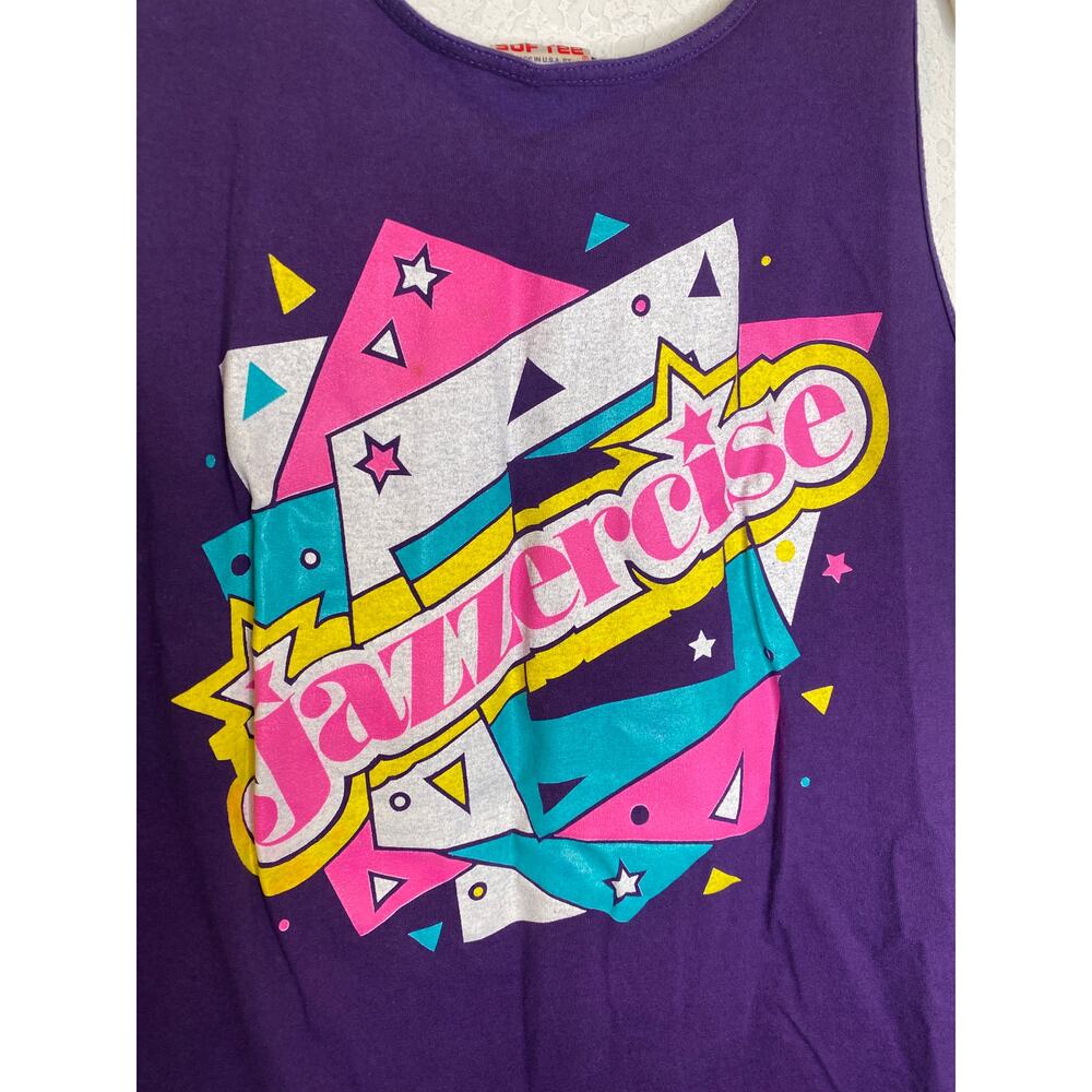 Vintage 1980’s Jazzercise Purple Tank Top Sz XL Women’s Graphic Print Hipster - Picture 2 of 10